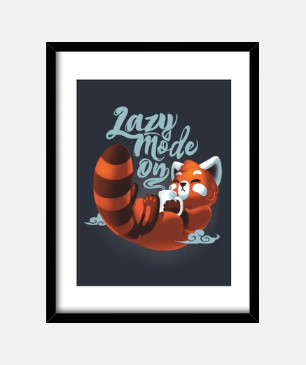 Framed lazy mode on - cute red panda - coffee