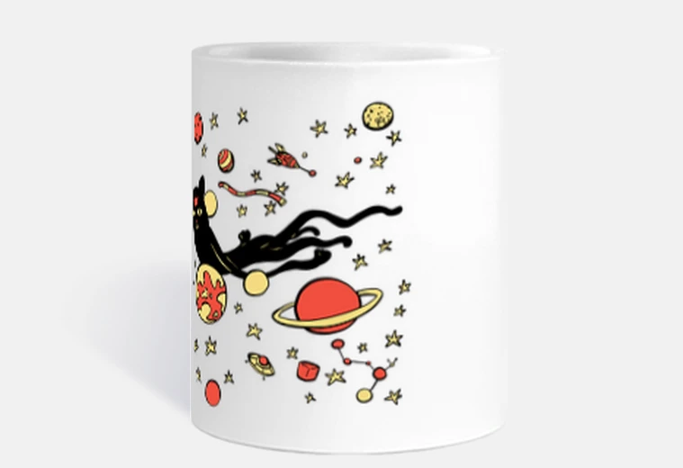 Mug Le chat mou à travers les galaxies