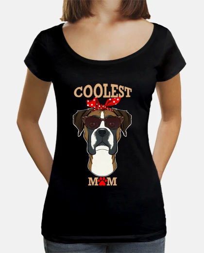 Tee-shirt le chien le plus cool maman je boxer ma