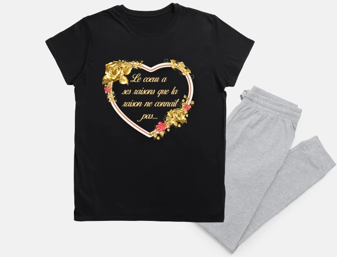 Pyjama Le coeur a ses raisons idée cadeau
