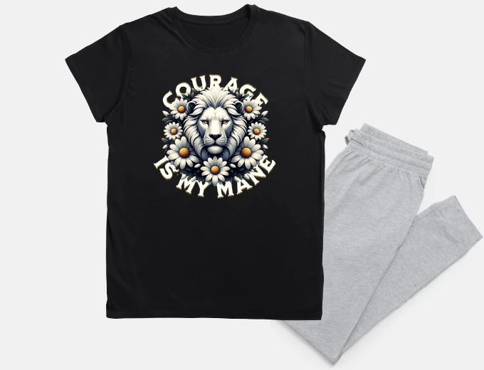 Pyjama le courage est ma crinière, image inspirante du lion blanc