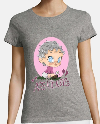 T-shirt le donne, a maniche corte, cielo blu, lil qualità premium carol asskicker