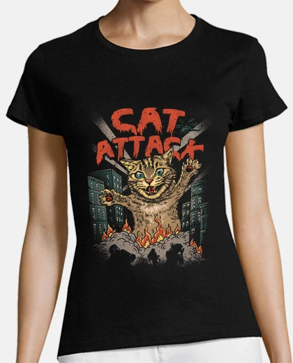 T-shirt le donne della camicia di attacco del gatto