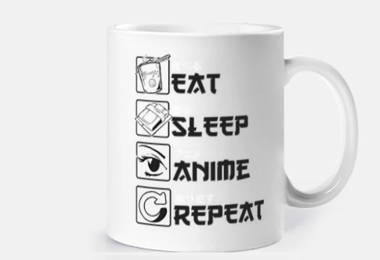Taza le encanta el anime comer dormir niña taza personalizable,