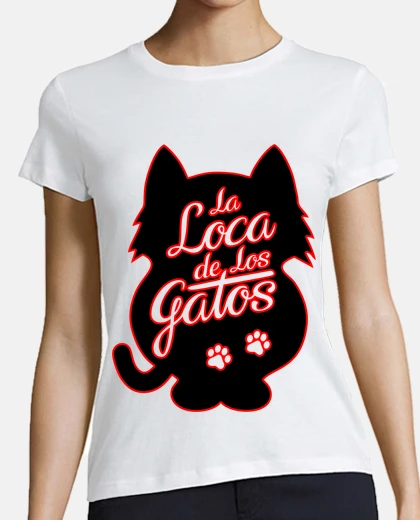 Tee-shirt le folle de les chats - fond noir