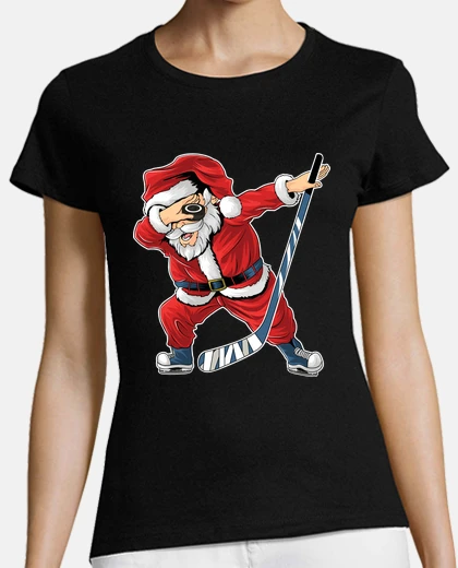 Tee-shirt le père noël de hockey tamponnant