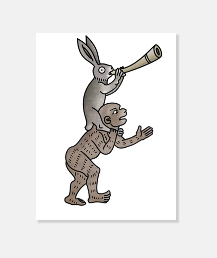 Tableau le piège ours lapin sur singe