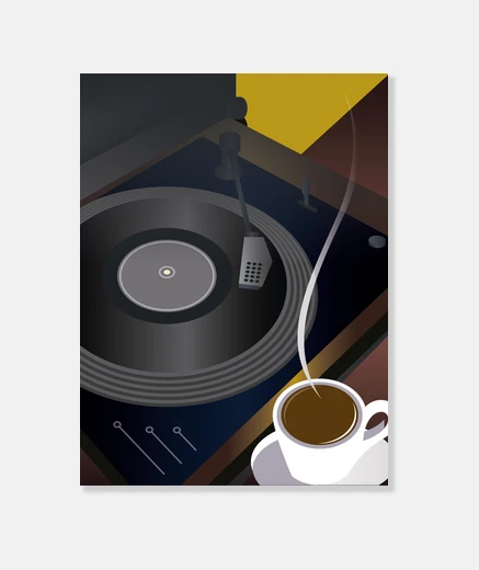 Tableau lecteur de disque sur toile illustrations art déco