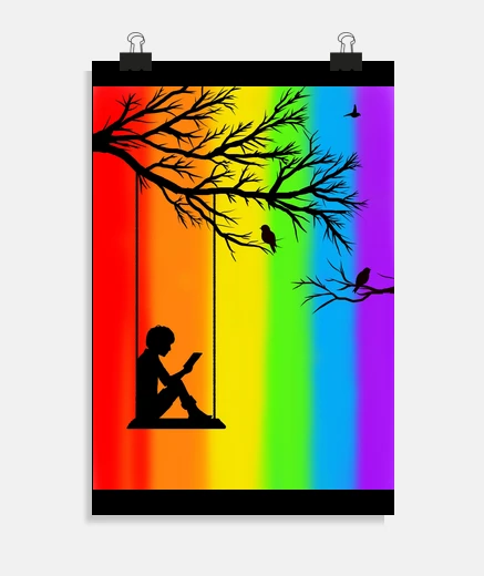 Poster lecture sur une balançoire LGBT queer poster décoration 
