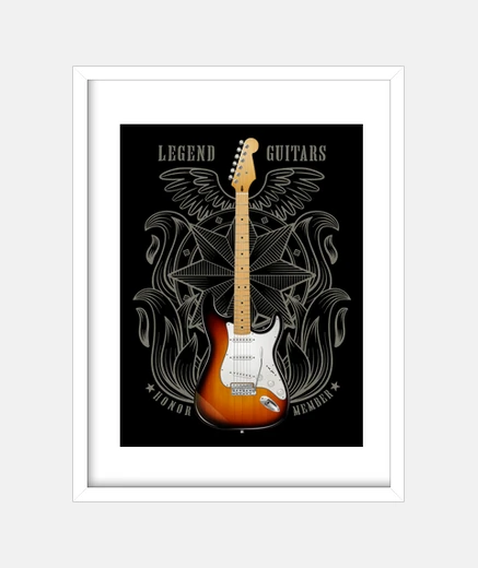 Framed legendary strato electric guitar
