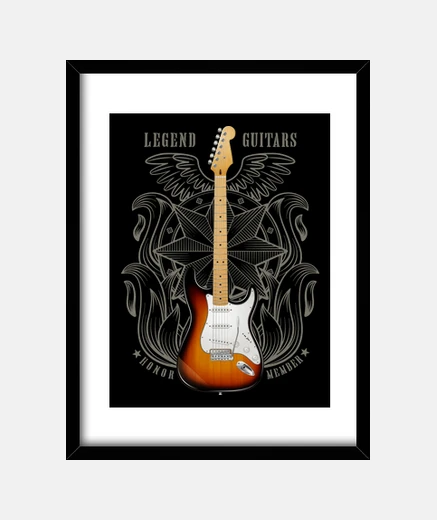 Framed legendary strato electric guitar