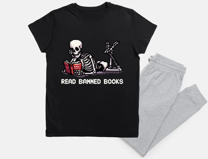 Pigiama leggi libri proibiti scheletro pixel ar