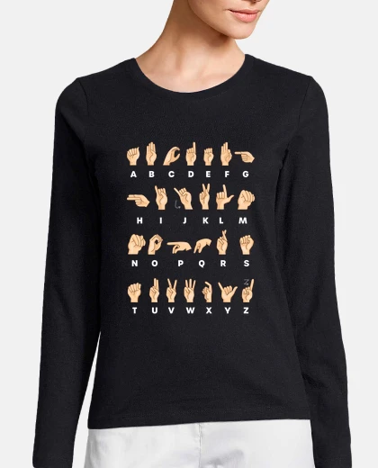 Playera lenguaje de señas asl alfabeto sordo re