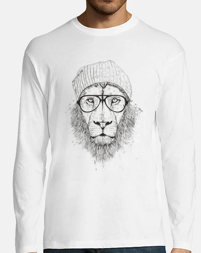Camiseta le&oacute;n fresco (bw)