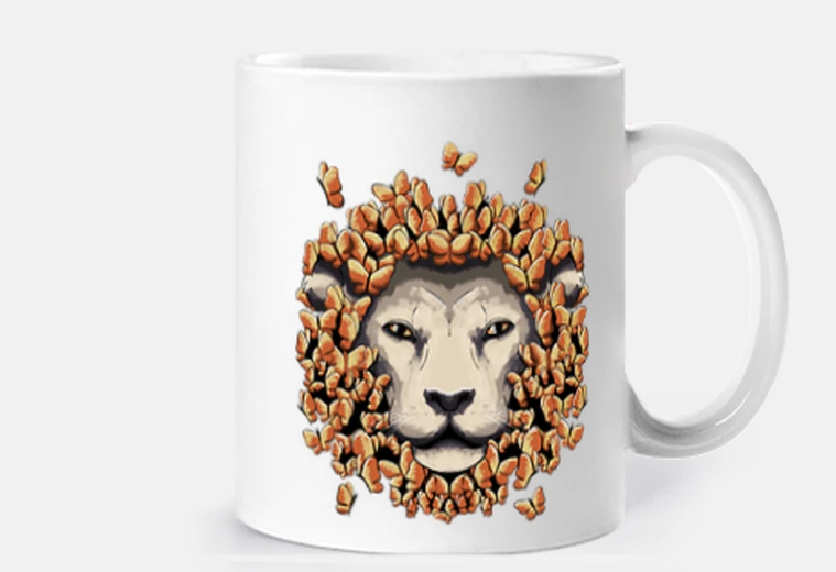Taza león mariposa