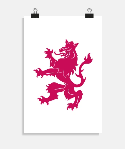 León rampante. Escudo de León