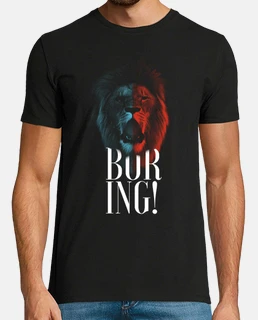 Leon aburrido boca abierta camiseta para amante de los leones melenudo