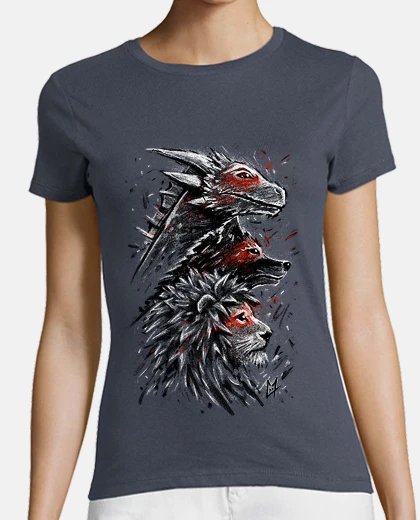 T-shirt leone di lupo drago