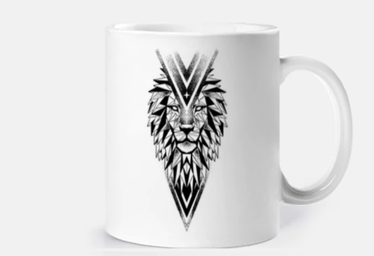 Tazza leone selvaggio geometrico e style