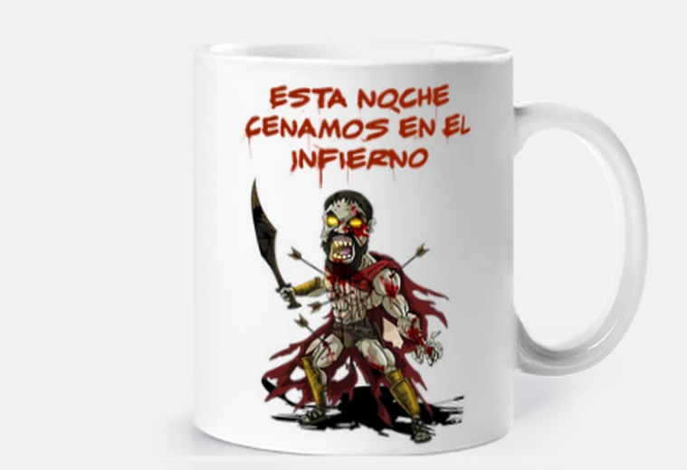 Taza Leonidas Zombie Cenamos Infierno