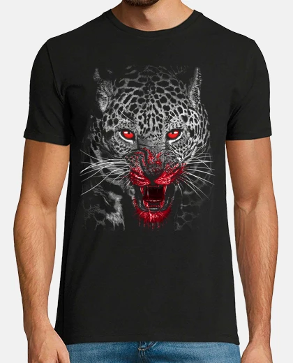 T-shirt leopardo predatore pieno di sangue