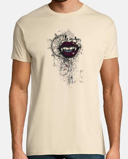 Tee-shirt les lèvres se collent à les de vampire
