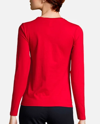 Tee shirt rouge manches top longues femme