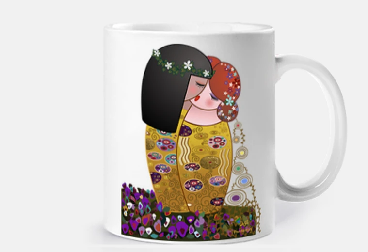 Cup lesbian kokeshis the kiss klimt style