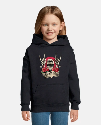 Kids lets rock rock n roll skeleton hand vin