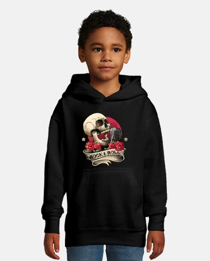 Kids lets rock rock n roll skeleton hand vin
