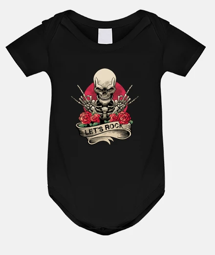 Kids lets rock rock n roll skeleton hand vin