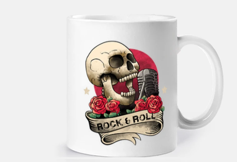 Cup lets rock rock n roll skeleton hand vin