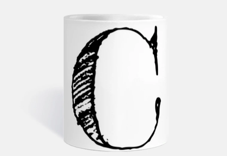Tazza lettera gigante scritta a mano c nome c