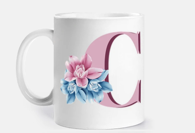 Tazza lettera iniziale c con fiori - nome