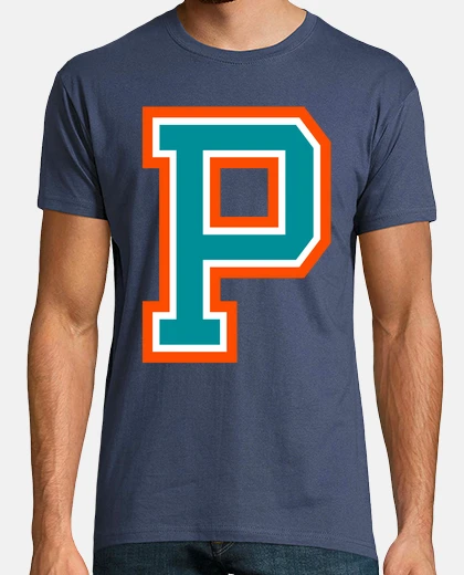 T-shirt lettera p university orang blue