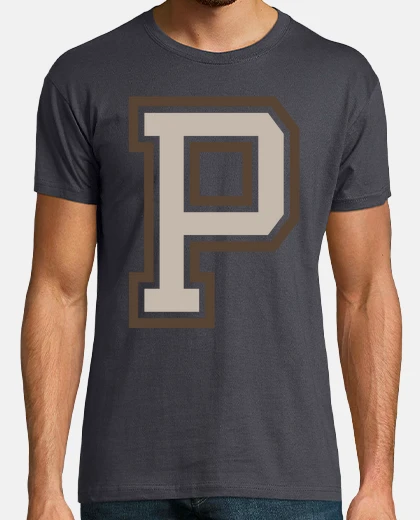 T-shirt lettera p university seppia