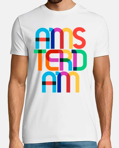 T-shirt lettere pop art di Amsterdam Paesi Bass