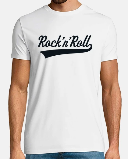 Tee-shirt lettrage rock and roll noir