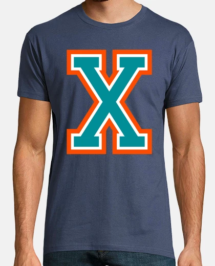 Tee-shirt lettre x université orang bleu
