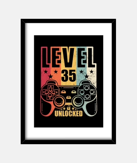 Framed level 35 unlocked gaming birthday gamer