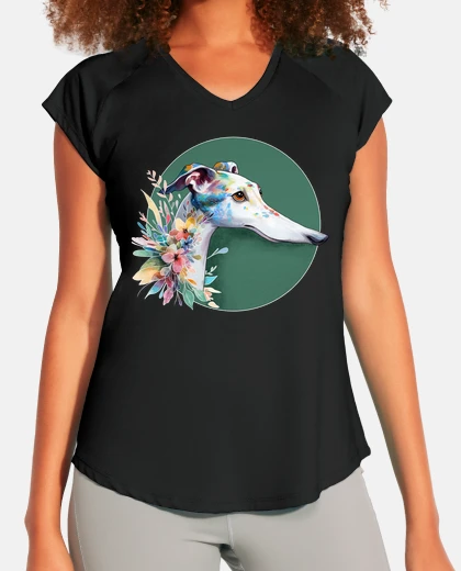 Tee-shirt lévrier blanc avec des fleurs
