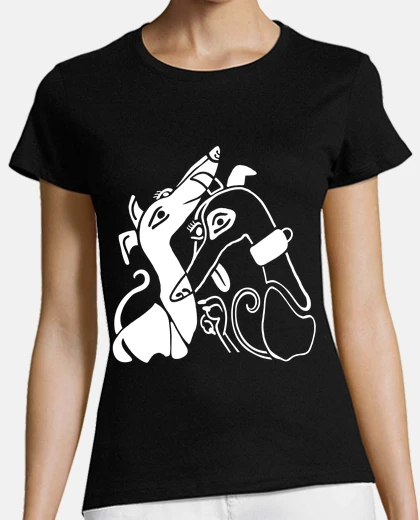 Tee-shirt lévriers cubistes blancs