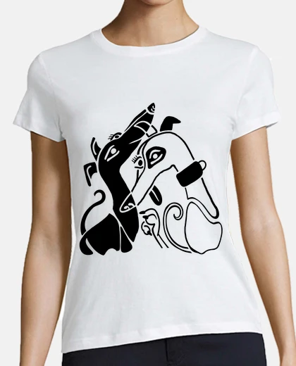 Tee-shirt lévriers cubistes noirs