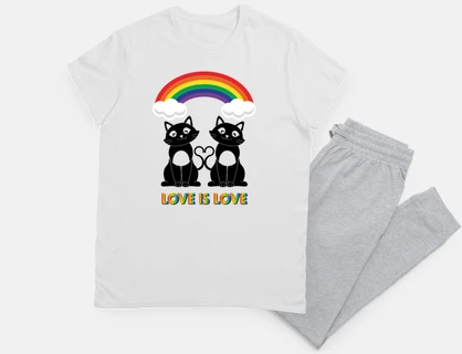 lgbt pajamas - lesbian cat - love is love
