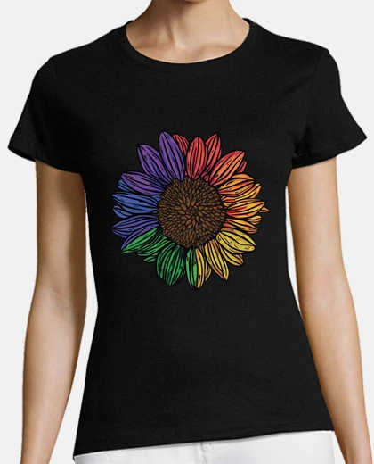 Playera lgbtq rainbow lesbian queer sunflower