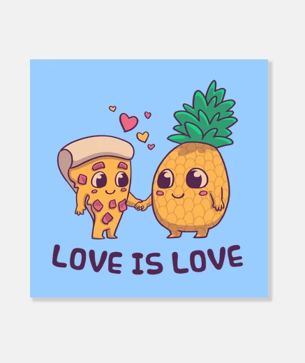 Wall lgtb love pizza with pineapple canvas print
