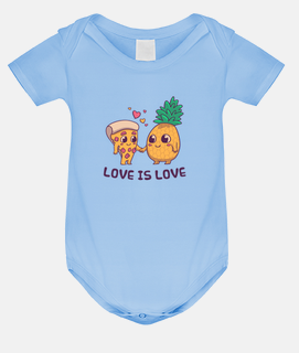 lgtb love pizza with pineapple baby bodysuit
