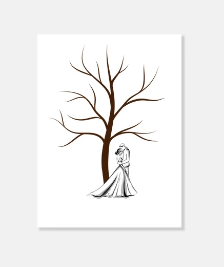 Lienzo libro de visitas del árbol de huellas dactilares