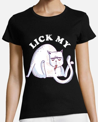 cat licking shirt