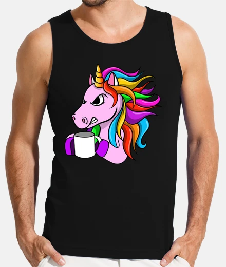 Tee-shirt licorne en colère avec café